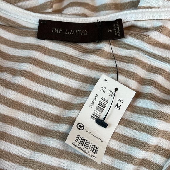 THE LIMITED DRAPE NECK STRIPED ELBOW SLEEVE TOP - Picture 6 of 7